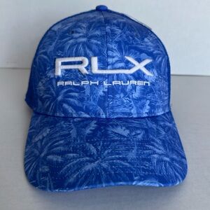 RLX Ralph Lauren High Crown Trucker Golf Cap Blue Floral Palm Mesh Snapback